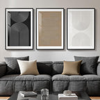 Framed Boho Neutral Abstract Wall Art, Set of 3 Modern Art Prints Paintings Artwork for Walls, Minimalist Black White Brown Geometric Pictures for Living Room, Dining Room, Bedroom Wall Decor 16x24 In