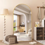 Arched Full Length Mirror Standing Mirror with Stand 78” x 38“ Large Wall Mirrors Gold Hanging Standing or Leaning Against the Wall for Bedroom Entryway