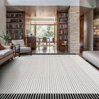 Modern Micro Loop Indoor Area Rugs for Living Room Bedroom Kitchen Geometric Striped Black-White 6x9 Luxury Durable Low and High Pile Non-Shedding Stain Resistant Soft Area Carpet 6 x 9