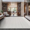 Modern Micro Loop Indoor Area Rugs for Living Room Bedroom Kitchen Geometric Striped Black-White 8x10 Luxury Durable Low and High Pile Non-Shedding Stain Resistant Soft Area Carpet 8 x 10