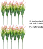 Artificial Faux Plants Outdoor Spring Decorations, Summer Fake Monkey Grass for Outside Porch, No Fade Outdoor Realistic Greenery Plant, UV Resistant Artificial Shrubs for Courtyard Window Garden
