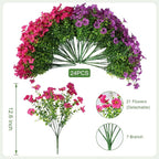 24 Bundles Artificial Flowers for Outdoor Realistic Faux Flower Spring Summer Garden Home Decoration,Hanging Daisy with Eucalyptus Leaves Fake Plants Greenery Balcony Porch Patio Front Door Decor