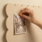 Scalloped White Felt Bulletin Board 36x24 Inches - Self-Adhesive Foldable, with 30 Pushpins, Cork Board Alternative - Decorative Pin Board for Wall, Home, Office & School (Flesh Pink, 36"x 24")
