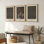 Framed Vintage William Morris Canvas Wall Art Set of 3, Nature Rustic Botanical Artwork for Walls, Retro Classic Floral Illustrations Paintings Pictures for Living Room, Bedroom, Dining Room, Hallway, Office Wall Decor, Total Size 30x60 in