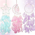 3PCS/LOT Star Moon Sun Shape Dream Catcher Home Decoration, and Baby Kids Room Accessory - Dream Catcher with Feather Decoration - Unique Home Craft Wall Pendant (Mix Color)