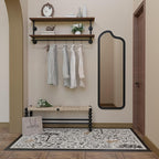 Clothes Rack 42in, 2 Tier Wall Mounted Garment Rack with Real Wood Shelf, Heavy Duty Hanging Clothes Rack, Multi-Purpose Hanging Rod, Space-Saving Closet Storage