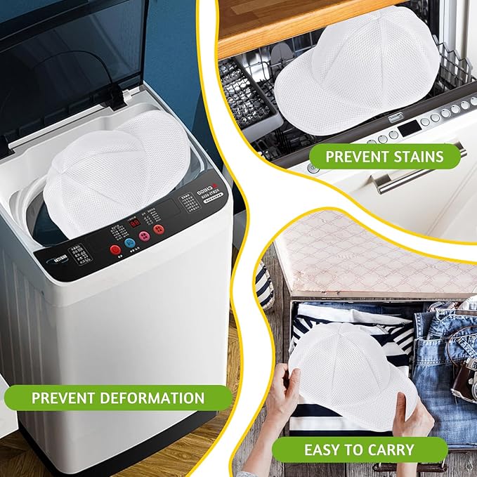 Eiito Hat Washer Cage Hats Cleaner, Hat Washer for baseball caps for Washing Machine or Dishwasher, Ball Cap Washer Frame for Flat & Curved Hats.2-Pack White