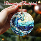 Christmas Ornaments, 2.8 Inch Ceramic Hanging Ornament, Christmas Tree Ornaments, Xmas Decorations, Holiday Decorations, Holiday Party Gifts, and Xmas Gift Ideas - Ocean Wave
