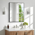 BONEWEI Bathroom Mirror,24x30 inch Wall Mirror for Bathroom Wall Mounted Black Rectangle Square Corner Mirrors,Black Bathroom Mirror for Living Room,Farmhouse,Bedroom Entryway,Horizontal/Vertical