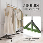 HOKEEPER Z Racks for Clothing Heavy Duty Clothes Rack for Hanging Clothes, 500LBS Commercial Hanging Rack Portable Rolling Garment Rack with Wheels Z Base