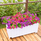 Artificial Fake Flowers Plants for Outdoors Spring Summer Decoration,16 Bundles Faux Flowers Silk Daisy Plants UV Resistant for Outside Planters Front Porch Patio Window Garden(Light Purple,Fuchsia)