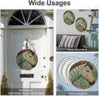 Wall Picture Green Decorative Pattern Printed Circular Iron Hanging Picture Wall Art Decor Home for Bedroom Living Room Bathroom Decor Iron Painting 11.8X11.8 in