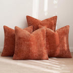 MIULEE Pack of 4 Couch Throw Pillow Covers 20x20 Inch Burnt Orange Soft Decorative Chenille Pillow Covers Farmhouse Accent Cushion Covers for Boho Home Decor Sofa Bedroom Living Room