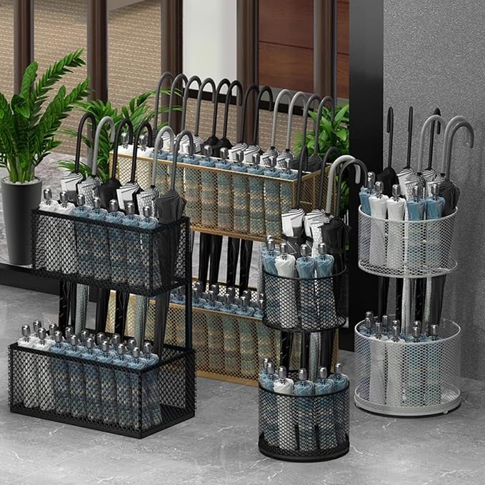 Metal Round Umbrella Holder, Umbrella Stand Rack for Entryway, Freestanding Umbrella Organizer, Cane Walking Stick Holder for Home Office Hotel(55x30(21.6"x11.8"), Black)