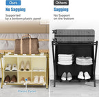 Luggage Rack for Guest Room, Folding Suitcase Stand with 6-Cube Fabric Storage Shelf, Luggage Holder, Steel Foldable Luggage Stand for Guest Room, Bedroom, Hotel, Gold