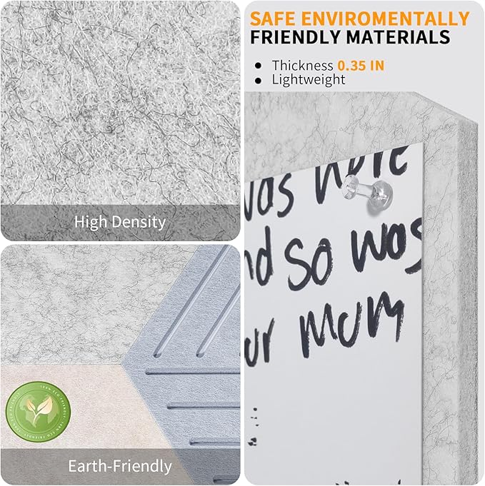 10PCS Hexagon Cork Board Tiles Alternative - 12x10 Inch Frameless Felt Bulletin Board for Wall, Adhesive Cork Board Tiles for Office & Home Decor, Sound Absorbing Pin Boards for Walls & Photos