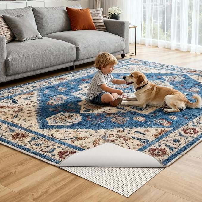 Songrey Non-Slip Rug Pad 2x10 FT, Extra Thick Carpet Pads for Hard Surfaces, Prevents Sliding and Secures Rugs, Provides Floor Protection with Comfort Cushioning