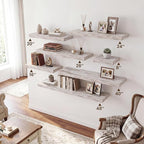 RICHFOCUS 40Inch Floating Shelves for Wall 2 Pack Shelves for Bedroom|Kitchen|Bathroom|Laundry Room Rustic Wood Wall Mounted Shelf with Invisible Brackets for Books|Storage|Decor, Rustic White