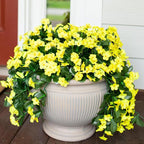 Artificial Faux Hanging Plants Flowers for Outdoor Spring Summer Decor, 2 PCS Fake Silk Yellow Daisy Long Vines Orchid UV Resistant Realistic Mums for Outside Home Porch Patio Balcony Planter
