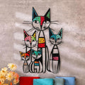 Wesiti Cat Wall Art Decor Iron Wall Sculptures Decor for Cats Lover 10.6 x 15.7 Inches Colorful Mid Century Cat Signs for Home Living Room Bedroom Kitchen Office(Leopard Print)