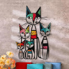 Wesiti Cat Wall Art Decor Iron Wall Sculptures Decor for Cats Lover 10.6 x 15.7 Inches Colorful Mid Century Cat Signs for Home Living Room Bedroom Kitchen Office(Leopard Print)