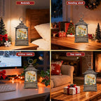 Santa Christmas Snow Globe with Flying Reindeer - Lighted Church Musical Snow Globes Lantern with Swirling Glitter, 8 Classic Songs, 6-Hour Timer, Xmas Gift for Adults and Holiday Decoration