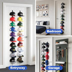 Hat Rack for Door - Two-Way Hanging Caps with Display Hooks and Hanger, Hat Organizer for Baseball Caps, Over the Door Hat Storage Organizer for Bedroom, Entrance or Garage Doors - 1 Pack