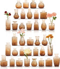 36Pcs Bud Vases Set Small Vintage Glass Bottles Bud Vases in Bulk Multiple Shape Cute Glass Vases for Rustic Wedding Centerpieces Table Decorations and Home Decor(Amber)