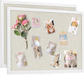 AKTOP 2 Pack White Cork Bulletin Board with Linen 18" X 24", Large Framed Corkboard for Wall, Hanging Pin Board Picture Board for Home Office Decor, Cute Vision Board with Pushpins