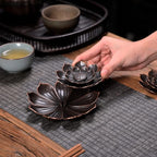 GARMOLY Large Incense Holder for Sticks Anti-Ash Spilling, Brass Lotus Incense Stick Holder and Detachable Ash Catcher
