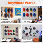 HOUSE DAY Adhesive Hat Hooks for Wall 16 Pack, Strong Hat Rack for Baseball Cap Display Organizer, Hats Holder for Wall, Door, Closet, No Drilling, Black