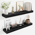 Fun Memories Floating Shelves 30 Inch, Wall Mounted Wood Shelf Set of 2, Farmhouse Decor for Bathroom, Bedroom, Kitchen, Living Room, Black