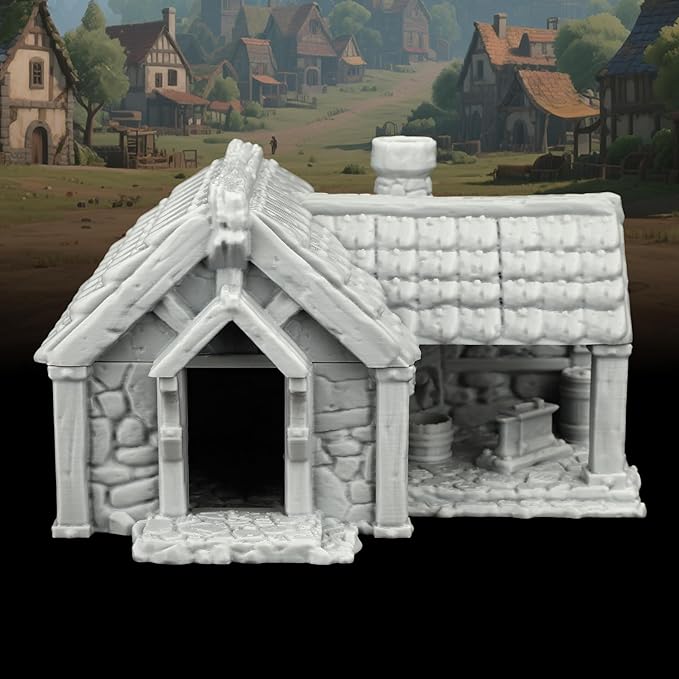 Medieval Scenery – 25mm Scale Unpainted Tabletop RPG Terrain, Premium Map Props for Trench Crusade & Dungeons and Dragons – Medieval Village I AF1124I