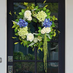 Spring Summer Wreaths for Front Door 24 Inch Summer Wreath with Hydrangea, Rose & Peony Floral Spring Door Wreath with Lush Greenery for Indoor & Outdoor Seasonal Home Decor