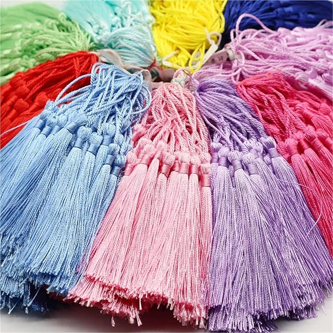 Tassels for Decoration 13cm/5 Inch Silky Floss Bookmark Tassels Hanging Rope for Jewelry Making DIY Craft Accessory(Blue)