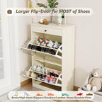 Shoe Cabinet with 2 Flip Drawers, Slim Freestanding Hidden Shoe Organizer with Drawer, Pet-Proof Shoe Storage Cabinet for Entryway Living Room Behind The Door, Light Oak