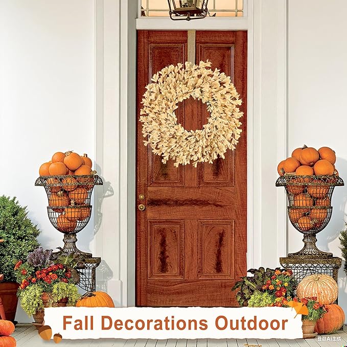 26 Inch Fall Wreaths for Front Door Outside，Realistic Autumn Wreath Outdoor，Large Halloween Thanksgiving Artificial Flowers Wreath，Fall Decorations for Home Front Porch Yard Window Farmhouse Decor