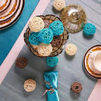 Yaomiao 15 Pieces Wicker Rattan Balls Decorative Orbs Vase Fillers for Craft, Party, Wedding Table Decoration, Aromatherapy Accessories, 1.8 Inch(Light-Blue White Gray)