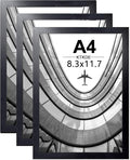 KTKDE A4 Picture Frame Set of 3, 8.3x11.7 In Certificates Documents Frames Black,Poster Frames, Modern Style Wood Composite Frame Wall Gallery Photo Frames Home Decor best gift
