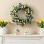 Glitzhome 22" D Easter Wreath with Artificial Easter Eggs Berries and Lavender for Front Door Wall Decor, Spring Easter Garland with Colored Eggs Berries Holiday Decoration