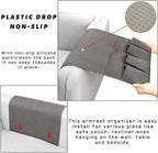 NB Sofa Armrest Organize Remote Holder Bedside Caddy Organizer With 5 Pockets，Non-Slip Couch Remote Control Holder Couch Armchair Caddy Accessories (Dark Grey, 35''X18'')