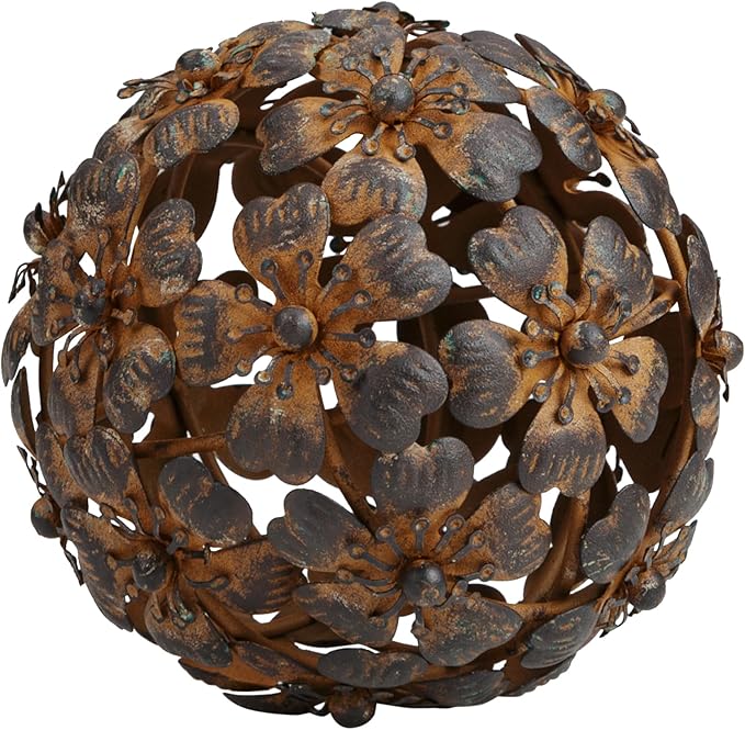 Metal Decorative Sphere for Home Decor - Decorative Balls for Shelves, Centerpiece Bowls, Bookshelf - Decoration Orbs Accents for Living Room, Bedroom - Antique Brown Shelf Spheres