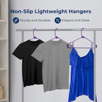 SereneLife 150-Piece Plastic Hangers Set Purple – Non-Slip, Heavy Duty Coat Hangers for Clothes, Space-Saving Durable Closet Organization with 5.5 lbs Weight Capacity Each