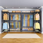 E15 Pro Garment Rack L Shaped Clothes Rack for Corner，Freestanding Clothing Racks for Hanging Clothes，Heavy Duty Closet System with 4 Hanging Rods & 8 S Hooks，48.8"W x 15.8"D x 78.4"H，Black