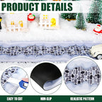 Christmas Village Accessories Christmas Village Roads and Streets Sets Snow Mat Xmas Cobblestone Road Snow Brick Mat for Miniature Landscape Home Garden, 4.7 x 47.2 Inch(4 Pieces)