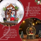 Christmas Nativity Snow Globe, Nativity Musical Snow Globe Lantern Lights with 6H Timer Battery & USB Powered, Retro Style Holiday Glitter Globe for Xmas Home Decoration Holiday Party Gifts
