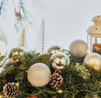 Emopeak 4Pcs Christmas Balls Ornaments for Xmas Christmas Tree - 4 Style Shatterproof Christmas Tree Decorations Hanging Ball for Holiday Wedding Party Decoration (Silver, 4"/10CM)