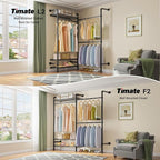 Timate L2 Wall Mounted Clothes Rack Industrial Pipe Clothing Rack for Hanging Clothes, Adjustable Expandable Garment Rack Heavy Duty Closet Organizer, Black Mounted Storage Industrial Closet System