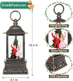 Christmas Snow Globe Decorations, Musical Glitter Nutcracker Lantern with 6H Timer, USB/Battery Powered Lighted Décor for Home, Tabletop, Gift Box