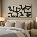 Framed Abstract Neutral Horizontal Wall Art for Living Room, Black Beige Mid Century Modern Artwork for Walls, Large Abstract Canvas Painting Print for Bedroom Hallway Home Office Wall Decor, 24x48 In